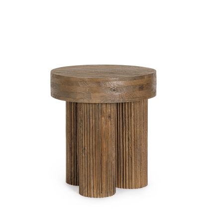 Round Brown Mango Wood Side Table, Ø45 Cm
