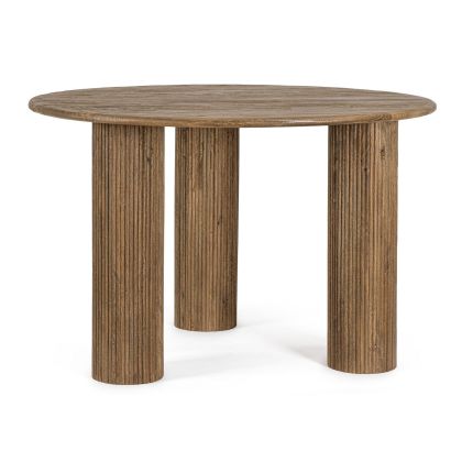 Mesa de comedor contemporánea en madera de mango marrón.
