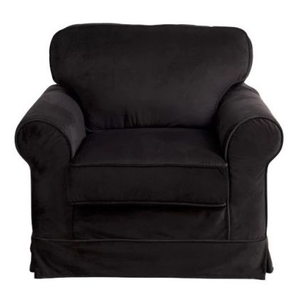 Sillón Tapizado Terciopelo Negro, 102 Cm
