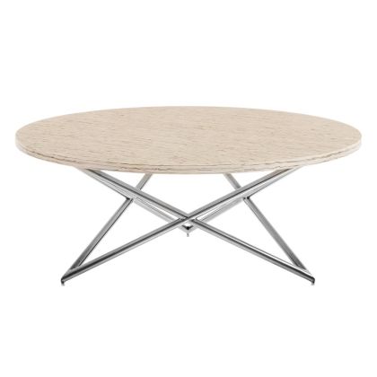 Mesa Centro Diseño Moderno Redonda Madera Acero, 110 Cm
