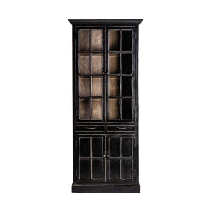 VITRINA ZENICA, EN COLOR NEGRO/NATURAL, DE ESTILO PROVENZAL. FABRICADO EN MADERA DE OLMO.