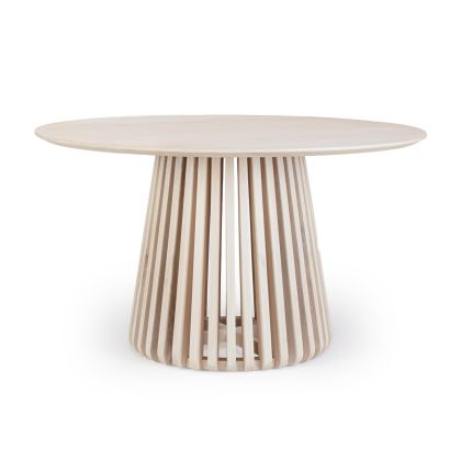 Mesa de comedor nórdica en madera de mango blanco.