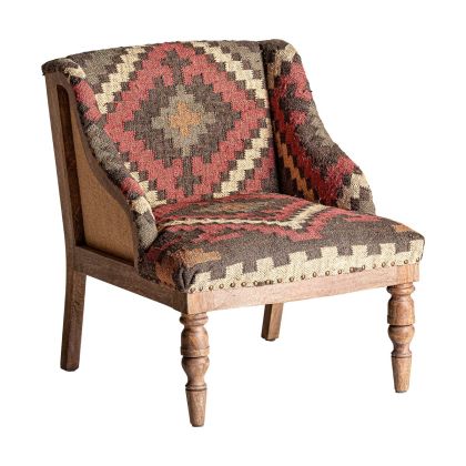 Sillón Rakek Estampado Yute Madera Natural, 61 Cm