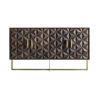 Aparador Art Decó Madera Hierro Marrón y Oro, Walf 153 Cm