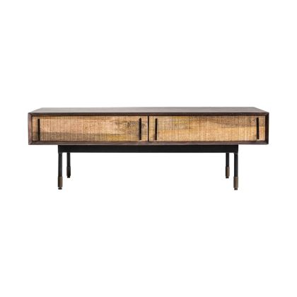Mesa Centro Contemporáneo Negro / Natural, Madera Hierro, 110 Cm