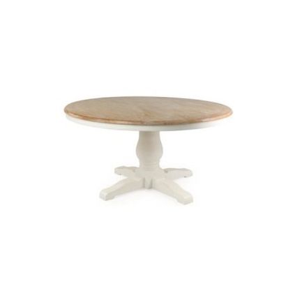 Mesa Comedor Redonda Madera Olmo Blanco Natural 120X120X76