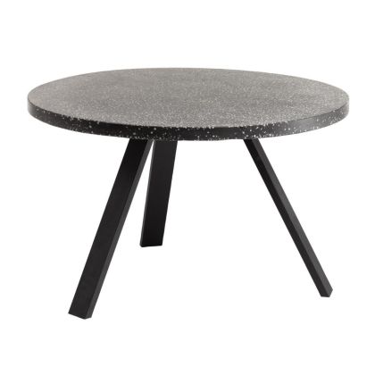 Mesa Redonda Terrazo Negro Patas Acero Negro, Ø 120 cm