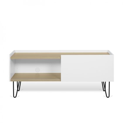 Mueble TV Lacado Blanco Madera Roble, 140 Cm