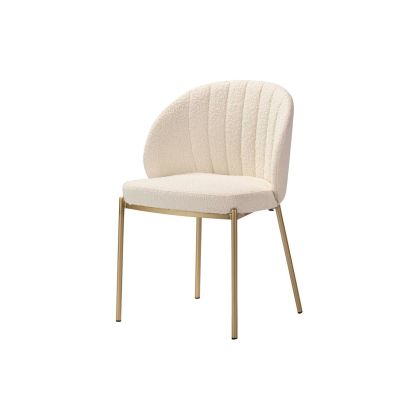 Silla Lali Bouclé Blanco Metal Dorado, 57 Cm