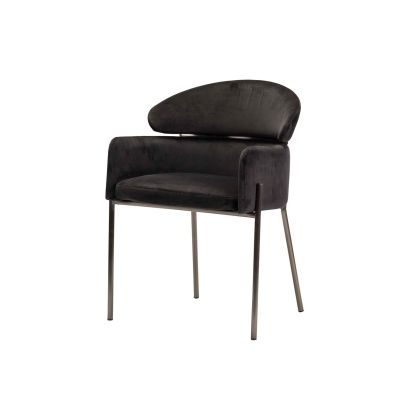 Silla Brazos Royal Terciopelo Negro, 57 Cm