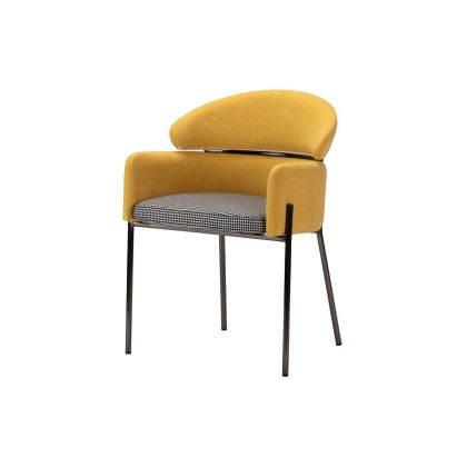 Silla Brazos Royal Cuadros Terciopelo Amarillo, 57 Cm
