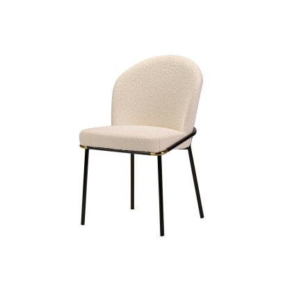 Silla Kania Bouclé Beige Metal Negro, 50 Cm