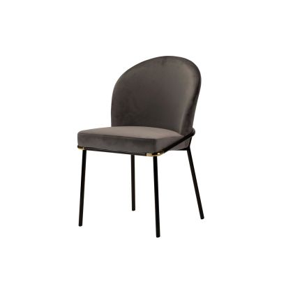 Silla Kania Terciopelo Gris Metal Negro, 50 Cm