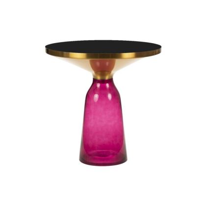 Mesa centro espejo rosa acero oro