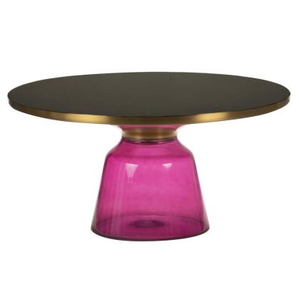 Mesa centtro acero cristal rosa