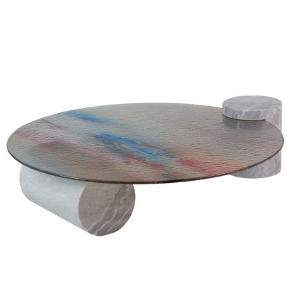 Mesa Centro Tucsón Mármol Gris Cristal Multicolor, 100 Cm