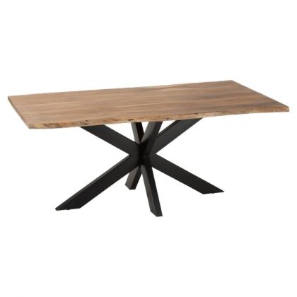 Mesa Comedor Madera Natural Metal Negro Diseño Vintage, 180 cm 