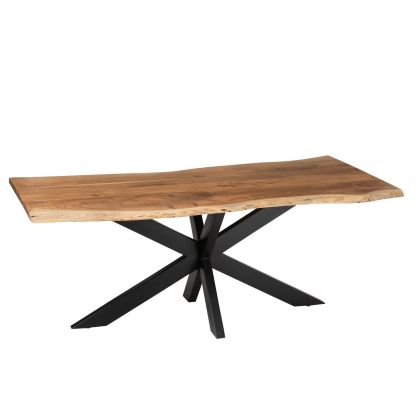 Mesa Comedor Madera Natural Hierro Negro Industrial,200 cm
