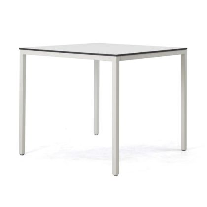 Mesa Comedor Cuadrada Exterior Acero Resina Blanco, 80 Cm