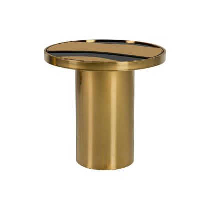 Mesa Auxiliar Acero Espejo Dorado Negro, Ø 55 Cm