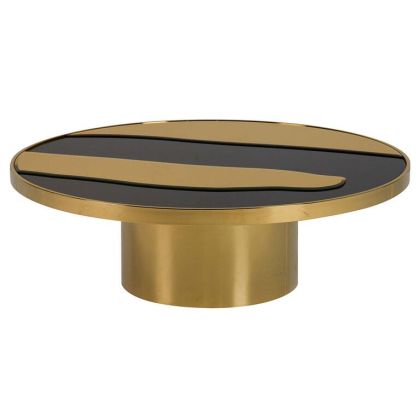 Mesa Centro Acero Espejo Dorado Negro, Ø 100 Cm