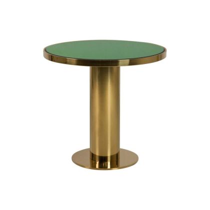 Mesa Comedor Espejo Verde Acero Oro, 80x80 Cm