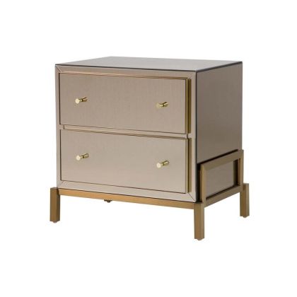 Mesita De Noche Espejo Plateado Acero Dorado, 65 Cm