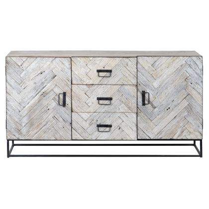 Aparador Vintage Madera Mango Metal Blanco ,150 cm