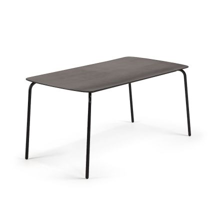 Mesa Comedor Industrial Cemento Metal Negro ,160 Cm