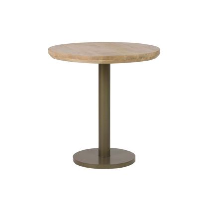 Brown Wood and Black Metal Dining Table, 72 Cm