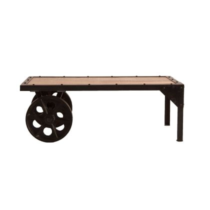 Mesa De Centro Negro / Natural Envejecido De estilo Indudtrial
