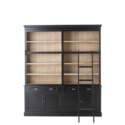 Biblioteca Madera Negro Natural Escalera, 200 Cm