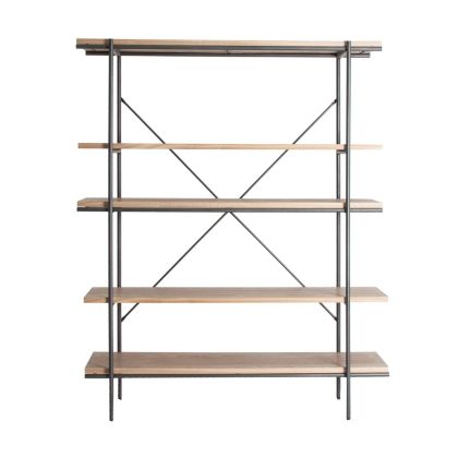 Librería Estructura Hierro Gris Madera Natural Industrial, 140 cm