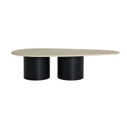 Mesa centro mármol beige Ovalada negro
