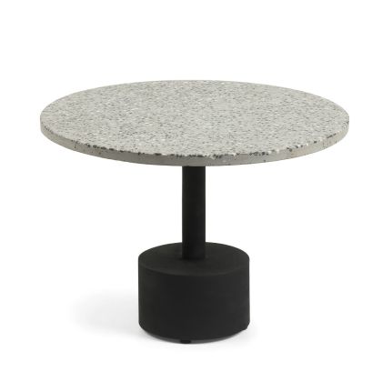 Mesa Auxiliar Industrial Metal Negro, Terrazo Gris,  55 Cm