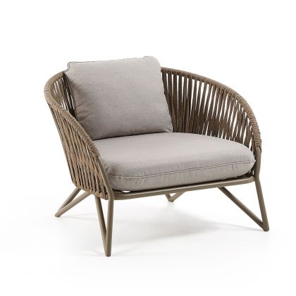 Sillón  Estilo Escandinavo Cuerda Marrón, 100 Cm