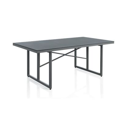 Mesa Comedor Jardín Aluminio Gris Cristal, 180 Cm