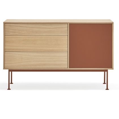 Aparador Nórdico Madera Natural Acero , 128 Cm