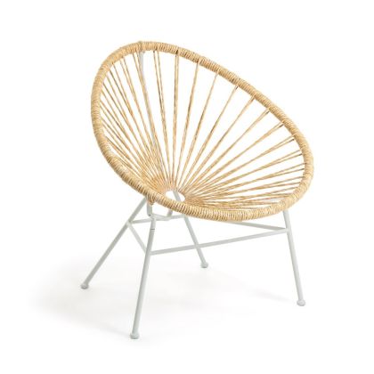 Sillón Tropical Cuerda Natural Acero Blanco, 72 Cm