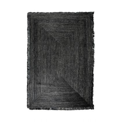 Alfombra rectangular estilo colonial en yute trenzado a mano color negro teñido.