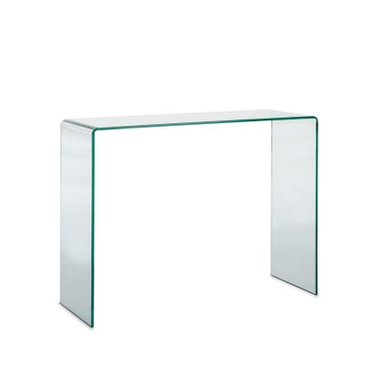 Consola moderna en cristal transparente.