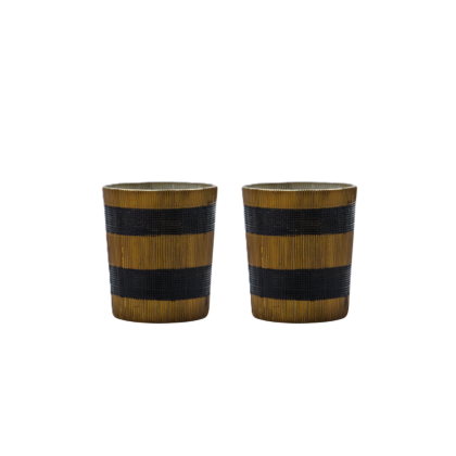 Portavelas de velas de té moderno en vidrio marrón y negro.