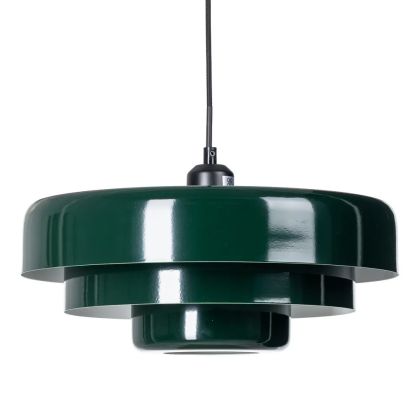 Lámpara de techo diseño moderno en metal verde y cristal.
