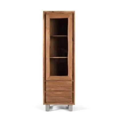 Vitrina Madera Maciza 1 Puerta 2 Cajones, 190 cm