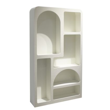 Estantería Diseño Ibicenco Estilo Nórdico Blanco Crema, 180 Cm