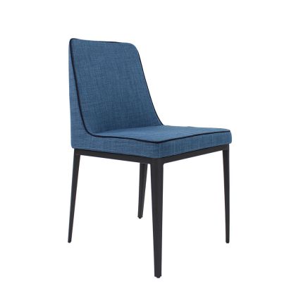 silla Tapizada Azul Acero Negro, 44 cm