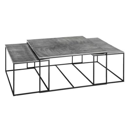 Set 3 Mesas Centro Industrial Aluminio Hierro 90