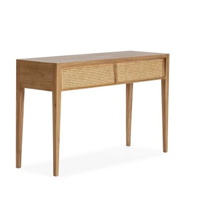 Consola Madera de Cedro/Ratán Natural, 140 Cm.