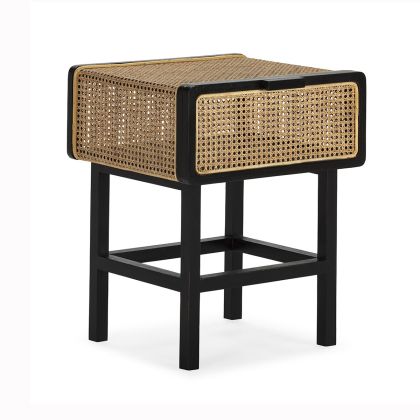 Mesita Noche Madera de Cedro, Negro Natural, 48 Cm