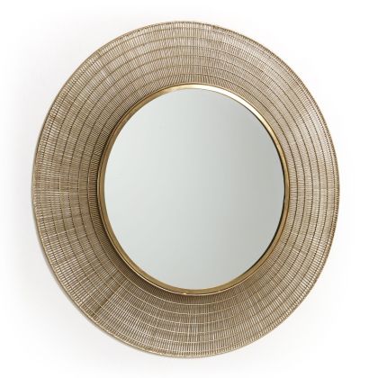  Espejo Decor Redondo Metal Oro Salón, 80 Cm